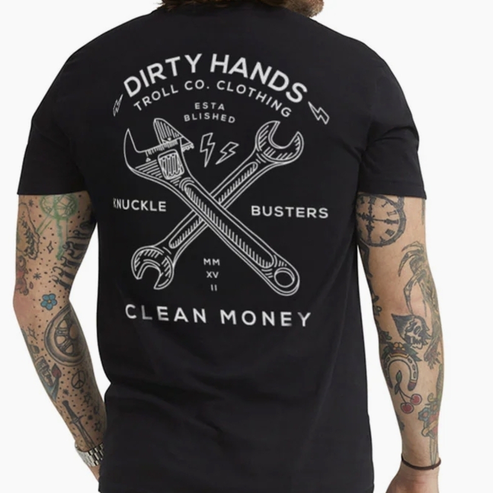 TROLL CO Dirty Hands Clean Money Twisting Wrenches T-Shirt Size XL
